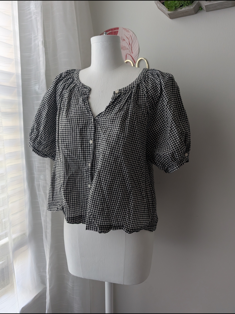 Industry gingham button up blouse